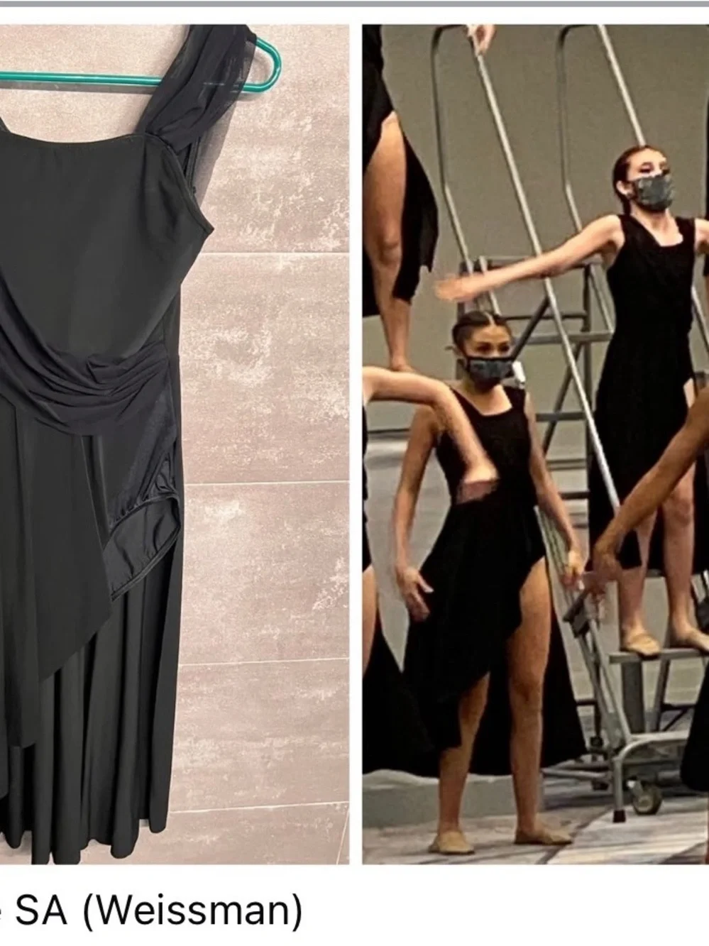 Weissman Black Dance Dress with Draped Overlay - Picture 4 of 4